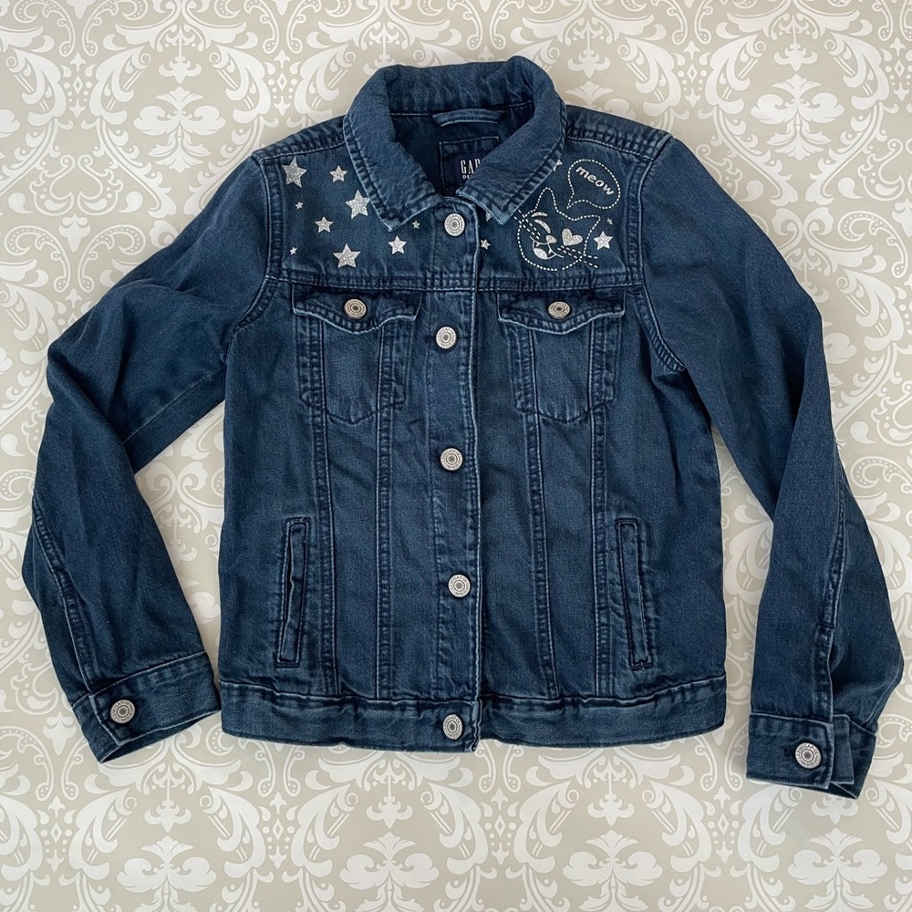 Gap kids denim jacket with silver embroidered details